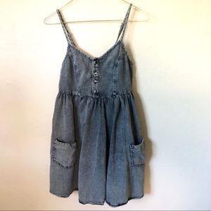 Top shop blue petite denim moto baby doll dress